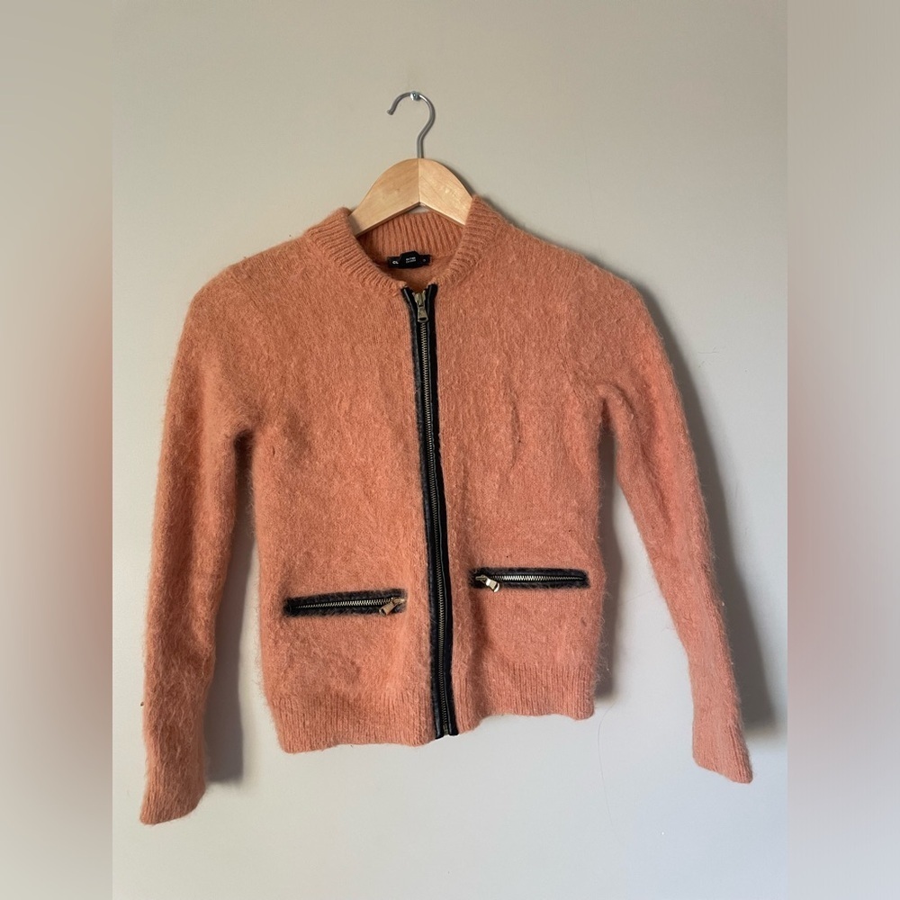Vintage Club Monaco Warm zip up wool blend peach Sweater size XS NWOT old money